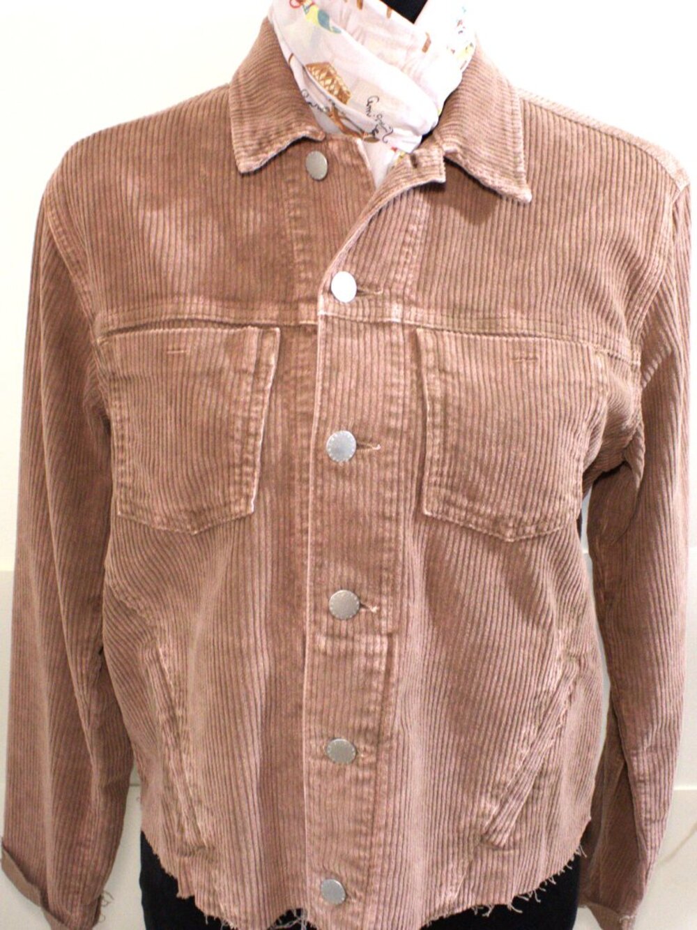 L'agence, Janelle Blush Pink Corduroy Jacket with Silver Buttons. Size Large